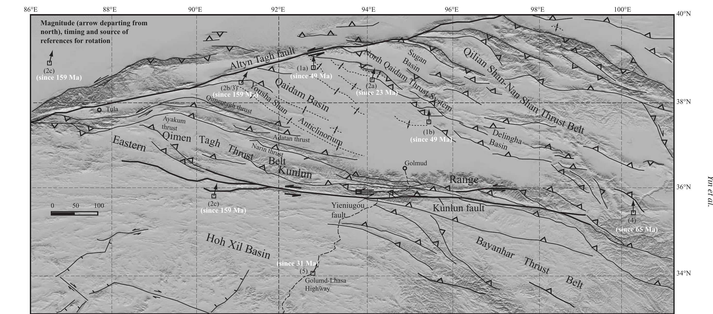 Cenozoic tectonic map of northern and central tibet, after