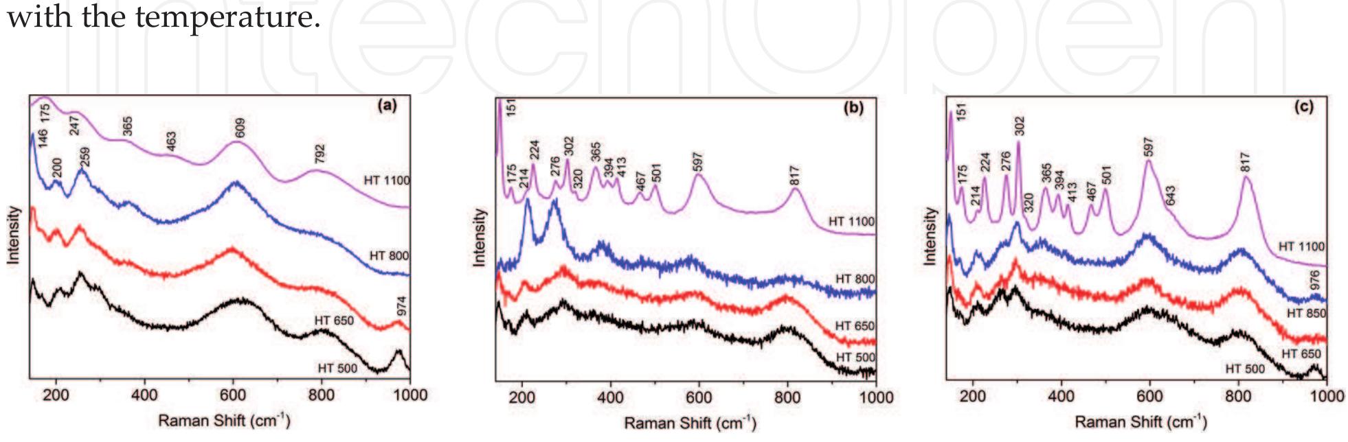 Raman spectra of (bi, fe.) nbo, samples for (a) x = 0.25,