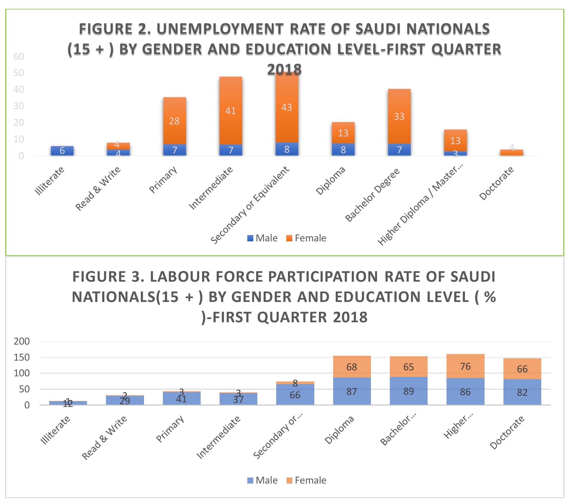 Source: General Authority of Statistics (GaStat): (%) Labour Market 2018 First Quarter 