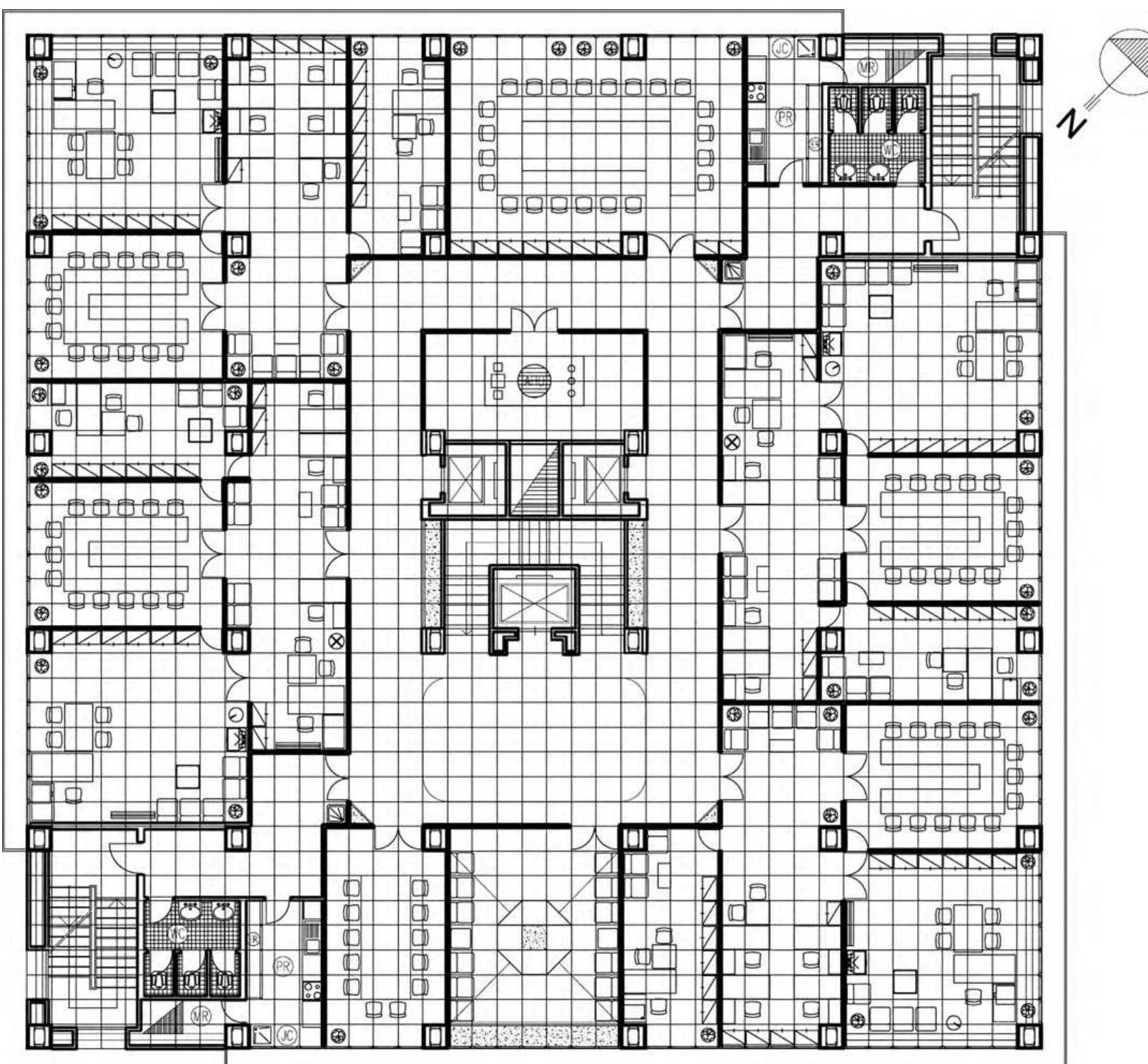 Typical floor plan of the case building.