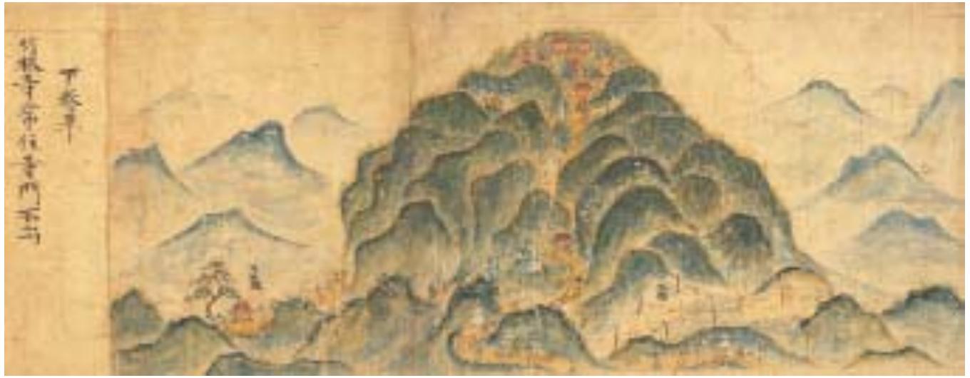 FIGURE 8. ‘lakamurayama Chikurinji. From Chikurinji engi emaki (Muromachi period). Courtesy of Chikurinji Temple and Hiroshima University Library. 