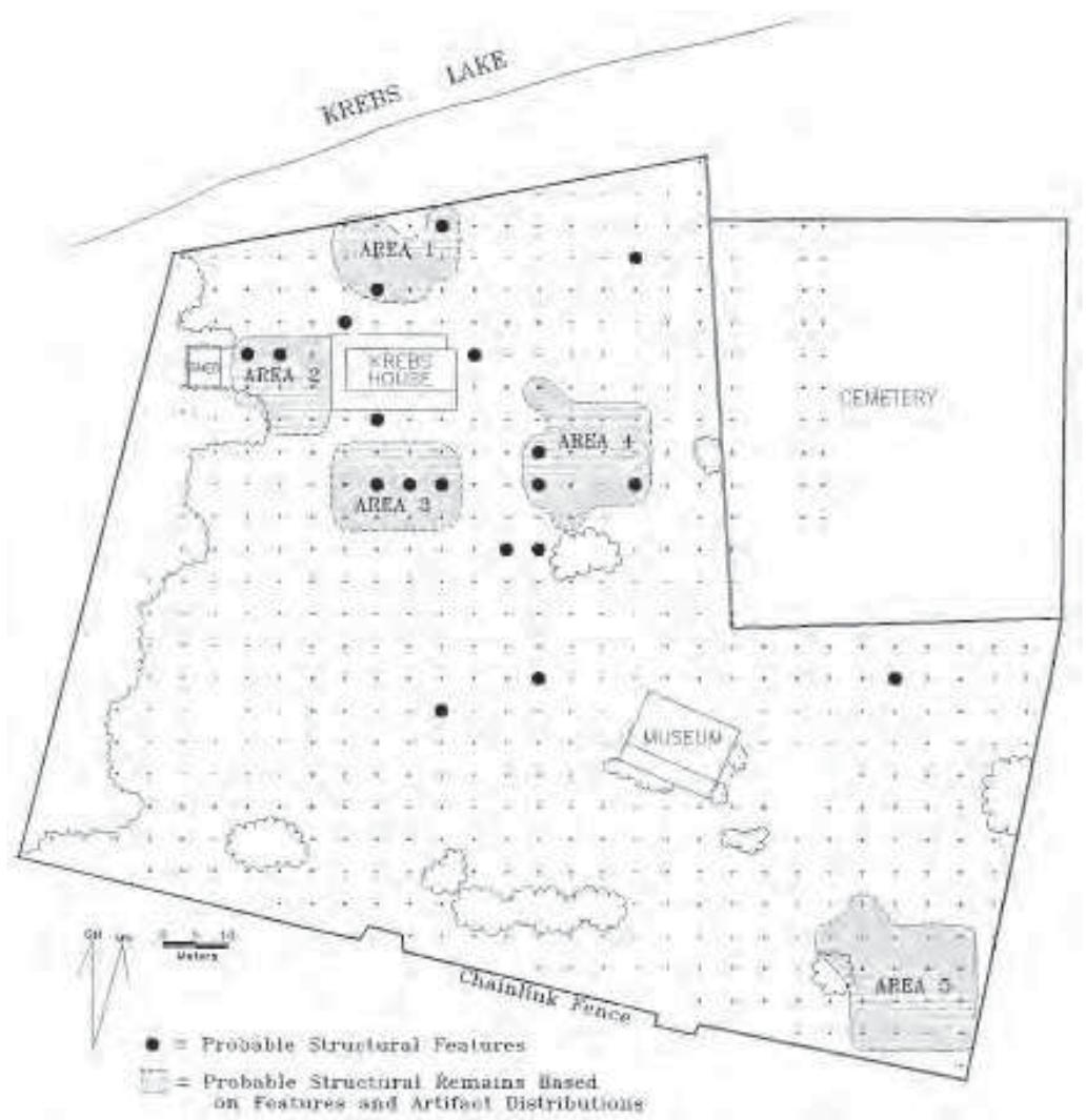 -15. map of the 1995 shovel test survey showing areas 1-5 in - All For One