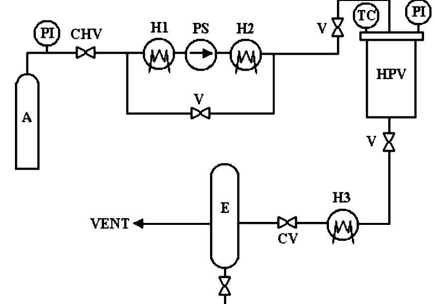 Schematic diagram of the gas apparatus: (a) co2 tank; (h1,