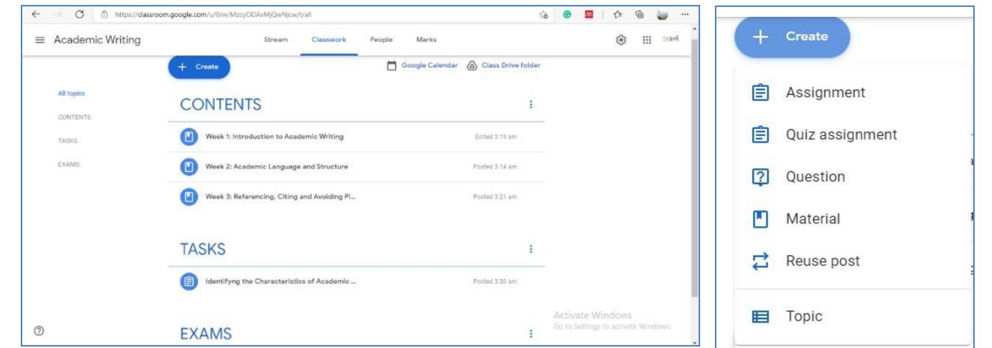 Picture 1: The Webpage Look and Features Note. Retrieved from https://classroom.google.com/  