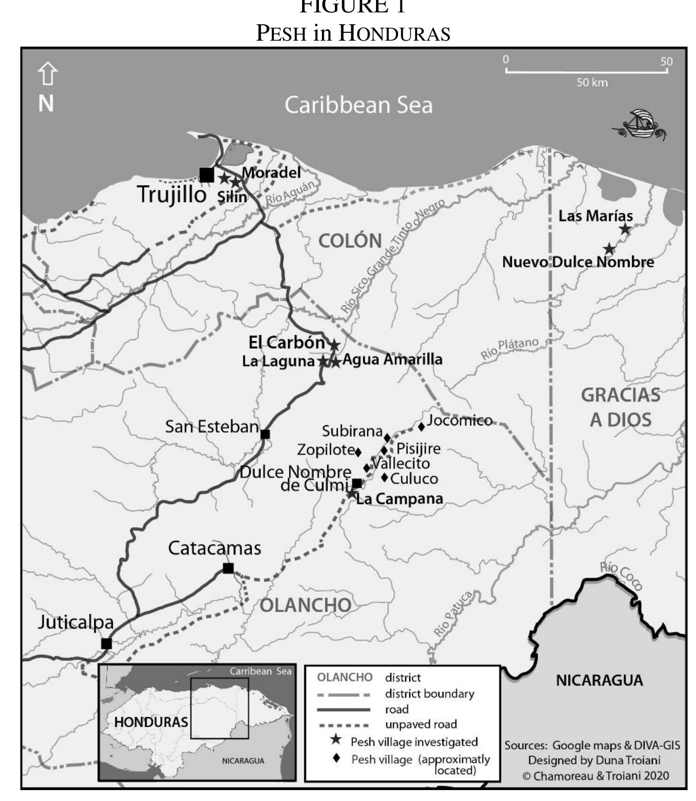 almost 160 people in two villages and retains some pragmatic morphemes absent from the othet varieties such as the mirative marker or the inferential evidential marker. The southern Culmi variety is spoken by almost half of the Pesh speakers, but 93 percent of them are over 60 years old; this variety includes the northern villages of Moradel and Silin. The eastern Las Marias variety is only spoken by 5 semi-speakers and is influenced by the Miskitu language (Misumalpan family). I do not include this last dialect in this study, due to high contact with Miskitu, and to unreliable data.>  5 The data presented in this paper were col  ected as part of the Major Documentation Project MDP0276, “A Cross-  Varietal Documentation and Description of Pesh, a  Chibchan Language of Honduras”  (https://elar.soas.ac.uk/Collection/MPI105099 Programme). I am greatly indebted to HREL Recherche Scientifique (CNRS), the Centre d’  7) funded by HRELP (the Hans Rausing Endangered Languages P for their financial support. The support of the Centre National de la Etudes Mexicaines et Centraméricaines (CEMCA), the Institut National  des Langues et Civilisations Orientales INALCO), the Laboratory Structure et Dynamique des Langues (SeDyL),  and the Laboratory of Excellence-Empirical  Foundations of Linguistics (LABEX-EFL) has also been important. I  extend my deepest thanks to all my consultants: this research would not have been possible without the support of  Juana Hernandez Duarte, Angel Martinez To Garcia, and all our Pesh hosts.  rres, Hernan Martinez Escobar, Danilo Lugo Mendoza, Nimer Lopez 