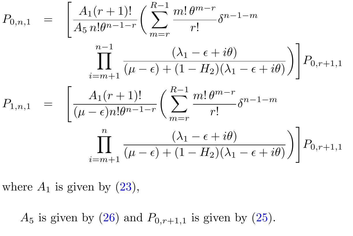 Thus from (21)-(29), we find that all the steady state probabilities are expressed in terms of P5,0,0 From (15)-(20) we recursively derive, Characteristics of the model