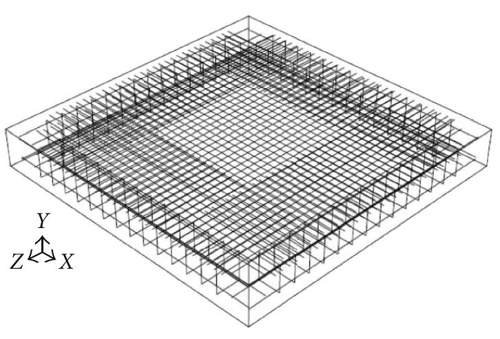Embedded reinforcement in a typical slab model. frcure 3: