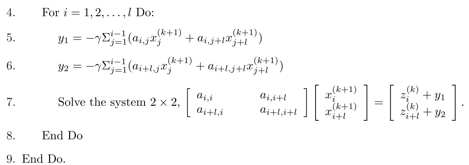 We observe that the method does not break down if the diagonal matrix D,; D4 — D2 D3 is a nonsingular matrix. In the following, in Section 2, we present the convergence analysis when A is a diagonally dominant, M-matrix or H-matrix, and Hermitian positive definite matrix. In section 3, comparison theorem is presented. In section 4, numerical examples are given to illustrate our results. Section 5 is devoted to concluding remarks. 2 Convergence Analysis 2.1 Diagonally dominant Matric 2 Convergence Analysis