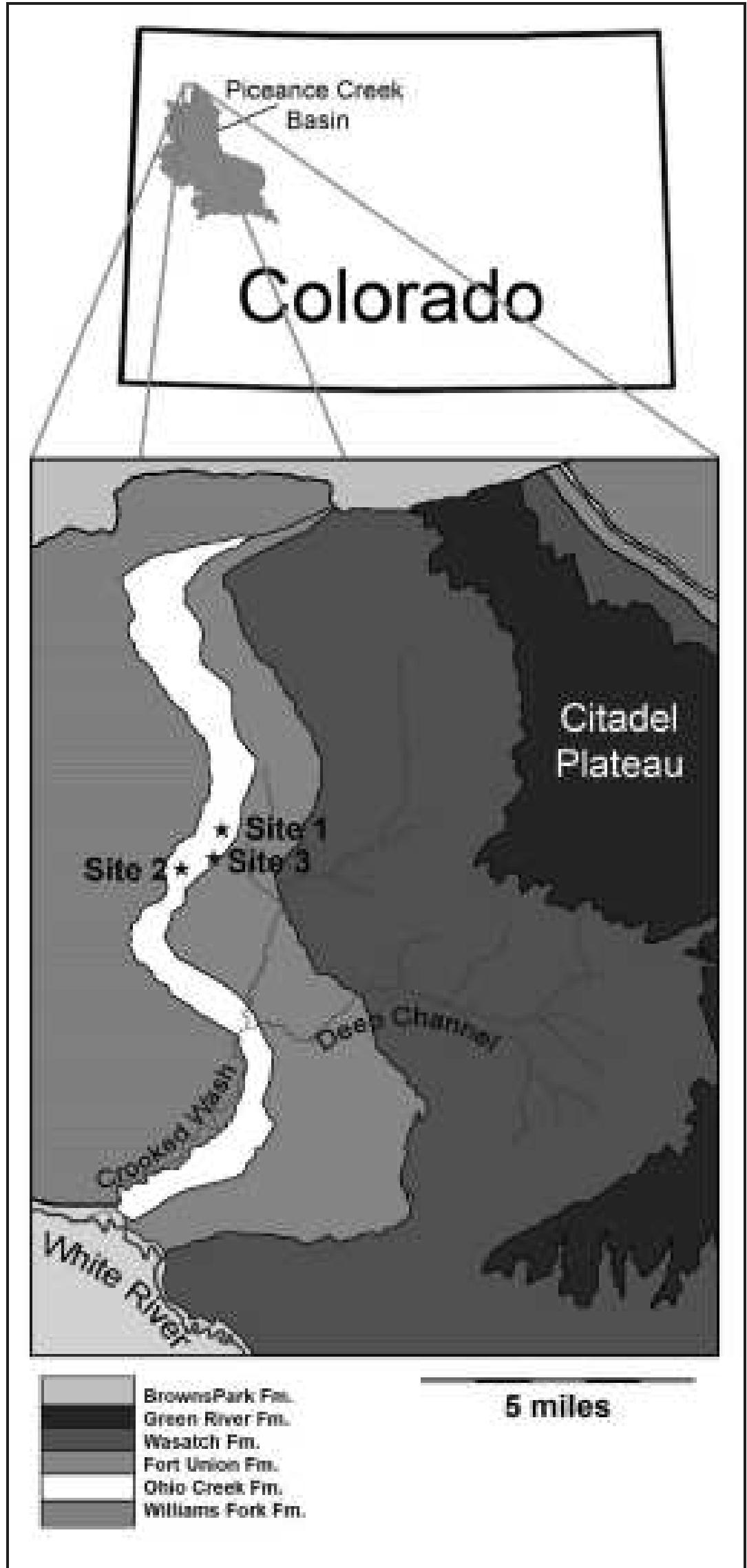 Map showing fossil sites.