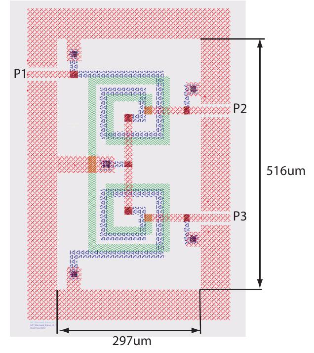 Layout of spiral transformer-type balun.