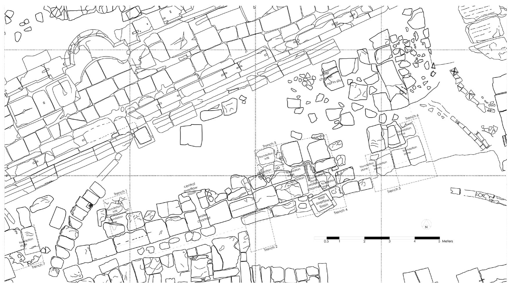 Fig. 3. Plan of the fountain remains on the Upper Agora (situation 2017, Sagalassos Project). 