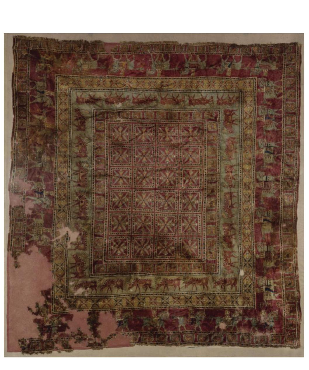 Sheng  Bowuguan and Chen 2008) (Figures 12 and 13). Another trad-  itional Chinese funerary motif, the “money tree” #% 3, makes an  appearance on a painted silk fragment from barrow no.12 at Noin-Ula.  While  Eastern Han tombs (1st-2nd c CE) from southwest China  (namely Sichuan) abound in bronze money trees with pottery bases, at Noin-Ula the object is painted onto the silk fragments; further Chinese references on the same textile can be seen in the allusions to the  “lingz. Other were  traded  hi” #@>> magical mushroom with nine stalks (in the right portion).  silk fragments abound in the rest of the Noin-Ula inventory and most likely produced in Chinese imperial workshops and then  or gifted to the Xiongnu nomads.  no.31 depicting a seated ruler; 3. a fragment from the aforementioned 