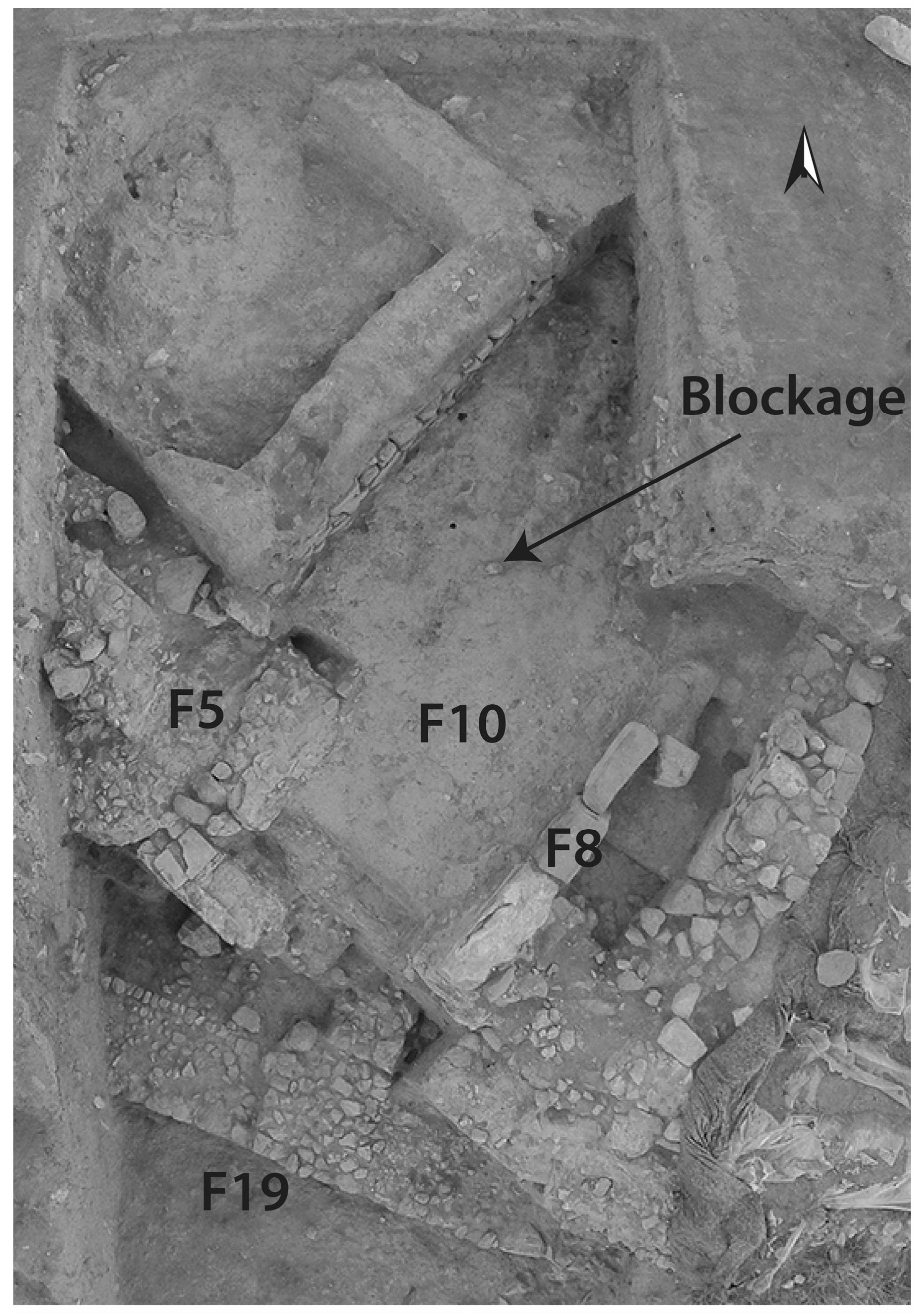 Figure 4-12. Aerial view of trench USS 1 showing areas discussed in the text. 