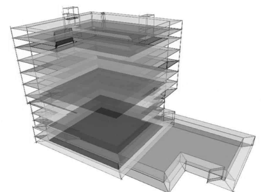 Figure 5 Visualization of the courthouse thermal (perimeter & core) zones generated in the system 