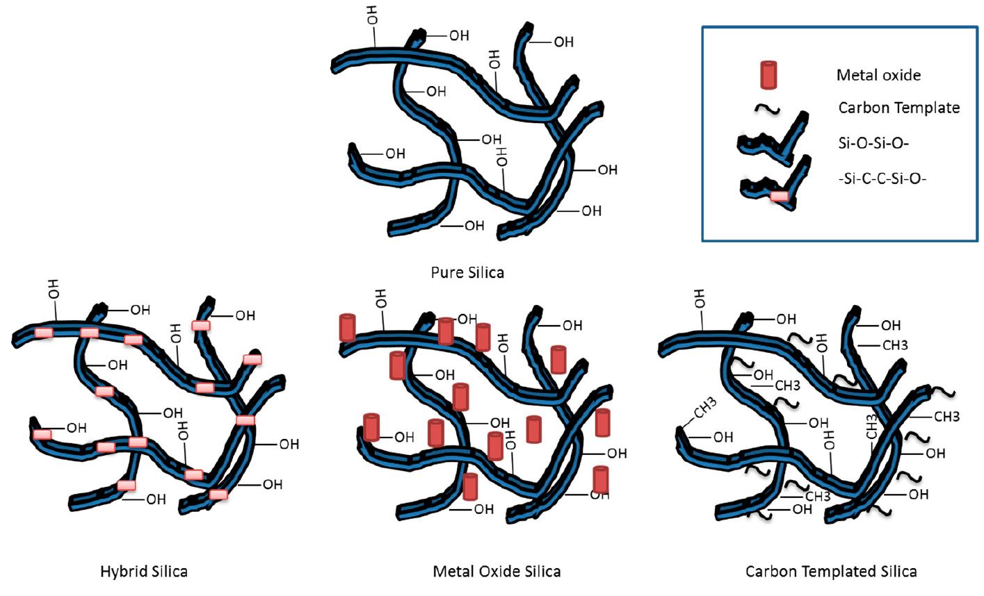 Schematic representation of different approaches for silica