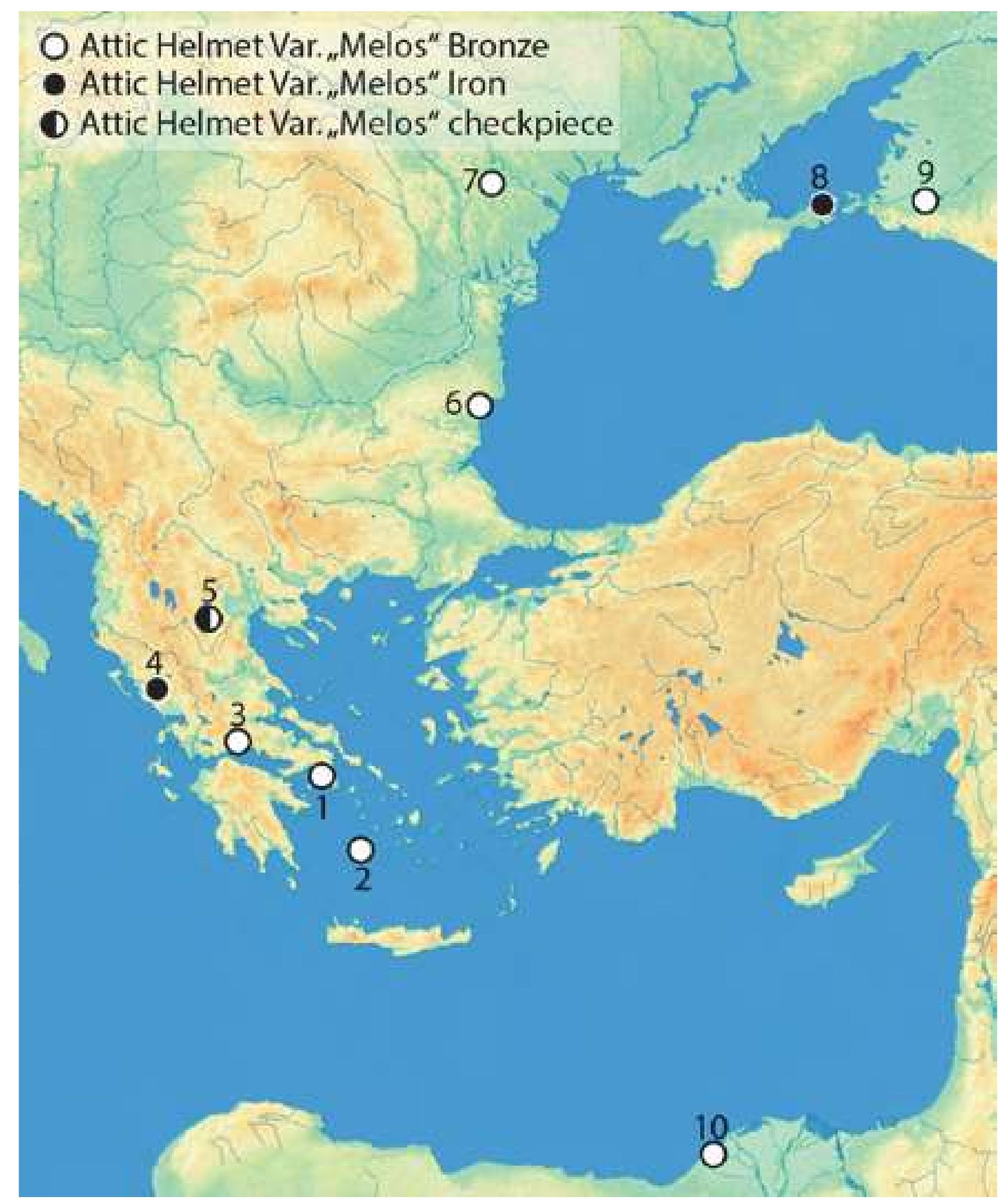Distribution map of attic type helmets. design r. graells i