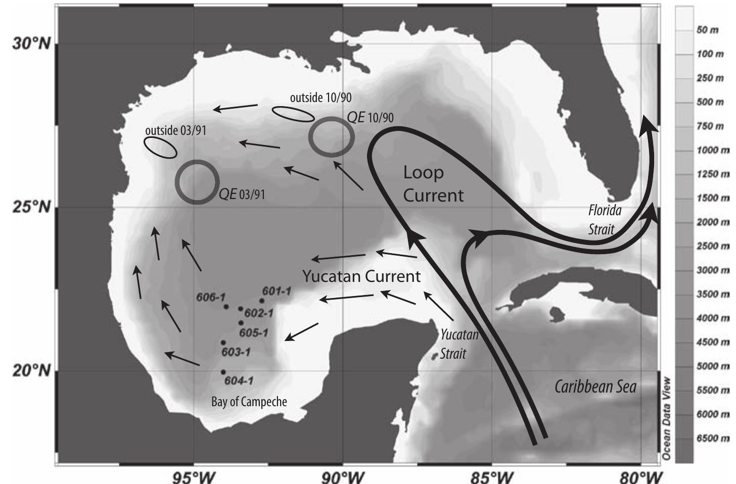 Schematic map of the main surface water circulation in the