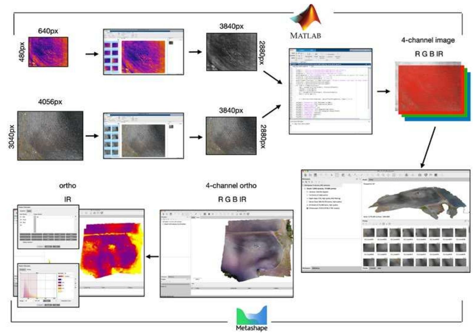 Figura 2: Schema del workflow con software proprietari per l’elaborazione di immagini termiche. 