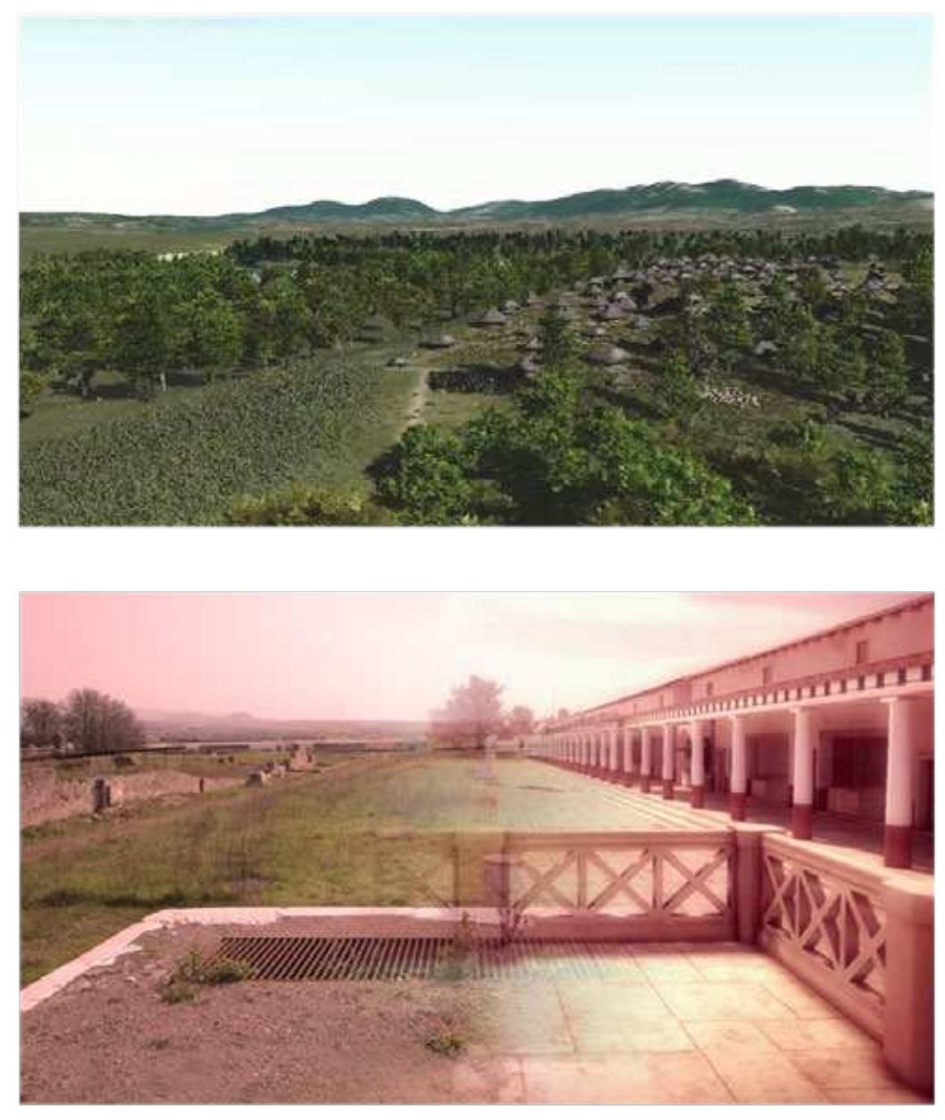 Figure 1: Virtual reconstruction of Iron Age and Roman landscapes ir the Upper Tiber Valley (Arnoldus-Huydzendveld et al. 2012; Pietroni et al. 2013). 
