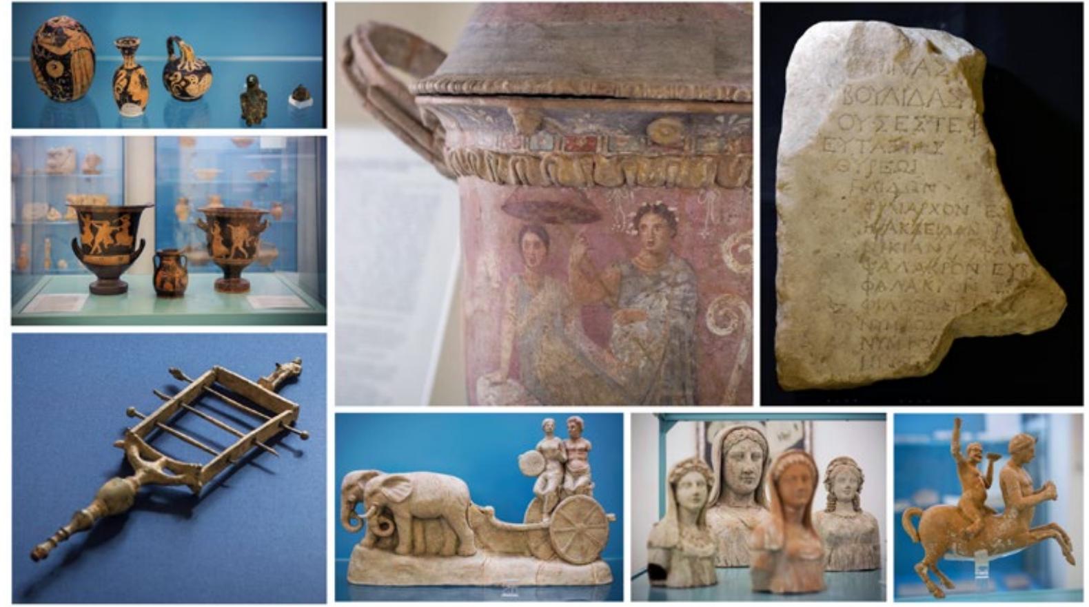 The core of the Museum are the 325 finds belonging to the collection donated by Guido Libertini to the University of Catania in 1953 (Figure 1). Publishing online the collection is not only related with the quality of the finds, but also with the consistency of the supporting documentation, such as the catalogue, transmission letters, drawings, photos and archaeometric data analysis report (Tortorici et al. 2015), Archaeological collections may carry an impressive amount of data: indeed, the Libertini collection consists of a wide range of archaeological material (pottery, coins, glasses, metals, inscriptions, etc.) from different periods. In fact, the main part of the collection consists of finds from the Greek and Roman periods (i.e. fine and common wares, epigraphs, terracotta figurines, coins, etc.), but also some objects from prehistory as well as from Late Antique and Medieval periods. Among these, there are some noteworthy forgeries (i.e. 78 objects forged in the first half of the 20th century) which, due to the outstanding level of craftsmanship and the use of authentic moulds, deceived many archaeologists and art historians.  