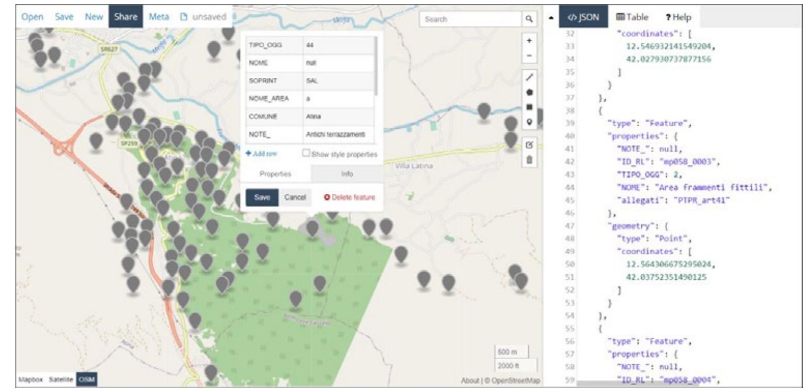 Figure 5: The dataset uploaded on geojson.io. 