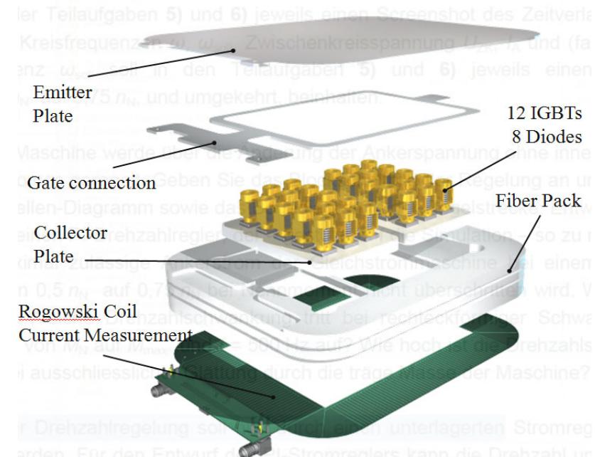 Power Module Gating Cad explosion drawing of the stack pack igbt power module.