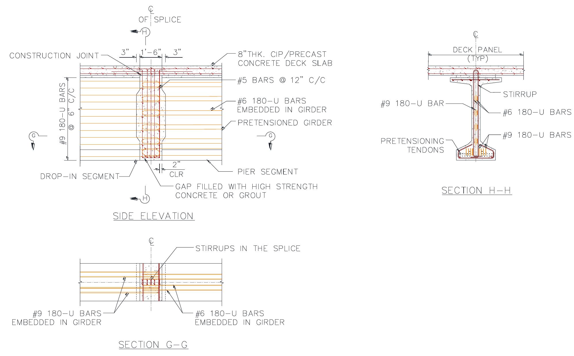 6. fully reinforced spliced connection detail. congestion of