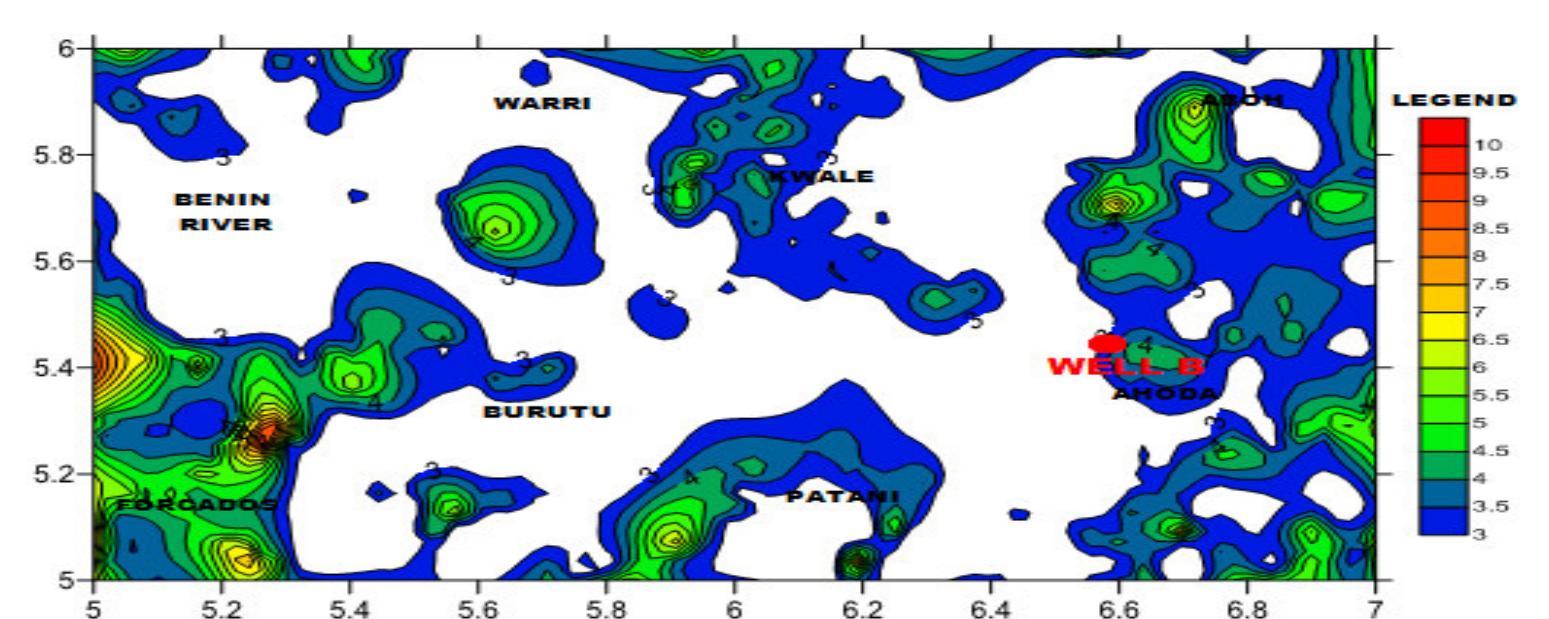 Horizontal gradient magnitude depth map of study area