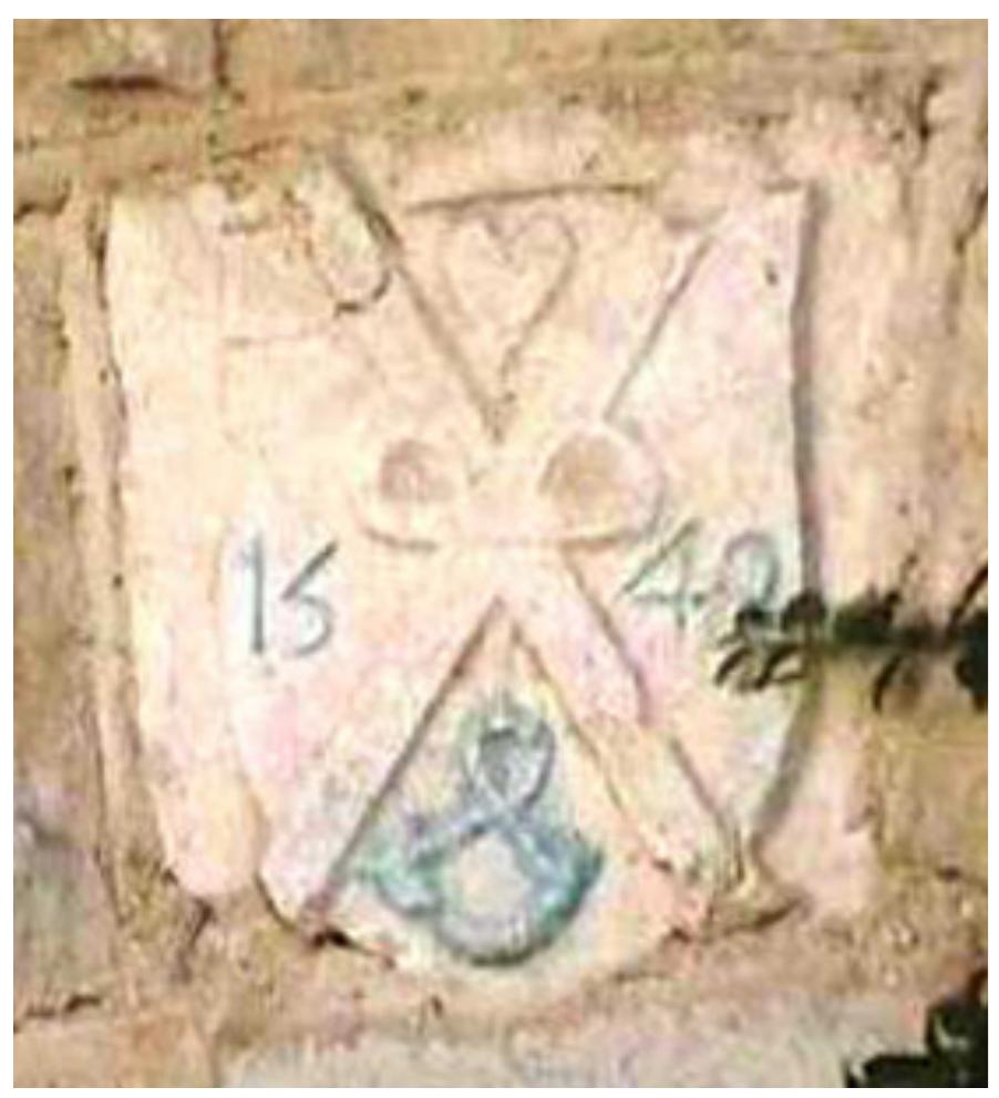 Fig. 9: Coat of arms of Rolin Roux, 1549, Ménétrux- en-Joux, department of Jura (photo by Roland Lecorff).  Fig. 7: Coat of arms of Francois de Hautefort, Armorial général, vol. 13 (Guyenne), p. 85 (Bibliotheque Nationale de France, Frangais 32240). 