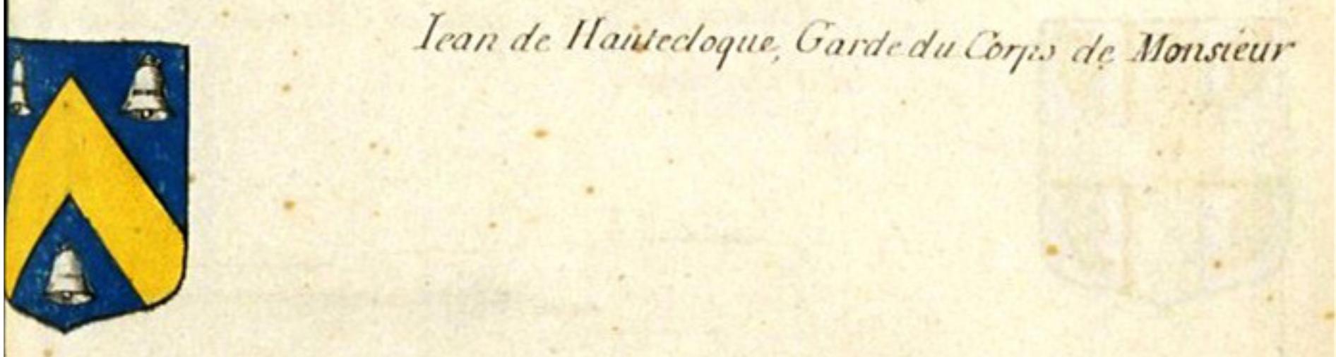 Fig. 23: Coat of arms of Jean de Hautecloque, Armorial général, vol. 25 (Paris III), p. 581 (Bibliotheque Nationale de France, Frangais 32252).  The chief as an ordinary can also express elevation. In the Franche-Comté volume of the Armorial général, statistics show that forty-two per cent of chiefs are azure, while the average rate for all charges (including ordinaries) is twenty per cent. More than half of all chiefs are charged with at least one astronomical charge such as stars, crescent, and sun. The celestial value of the chief increases even further if birds are taken into account.” Such choices reflect the fact that having the sky depicted in one’s coat of arms was desirable for many armigers, 
