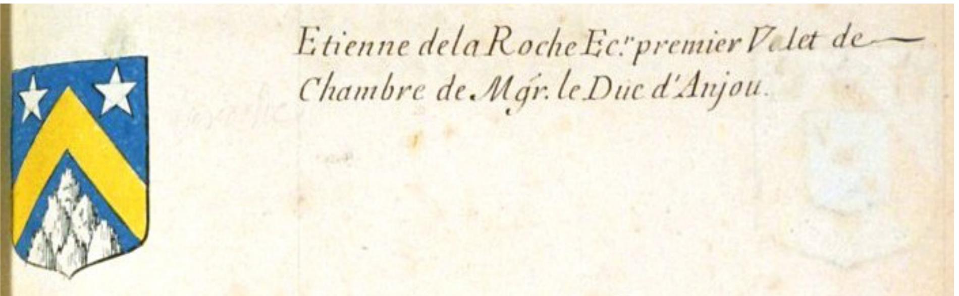 Fig. 24 : Coat of arms of Etienne de la Roche, Armorial général, vol. 23 (Paris I), p. 55 (Bibliotheque Nationale de France, Frangais 32250). 