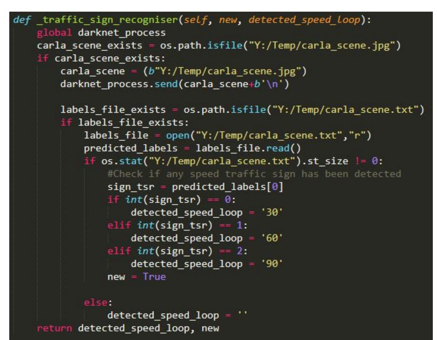 Screenshot of the _ traffic_ sign_ recogniser function