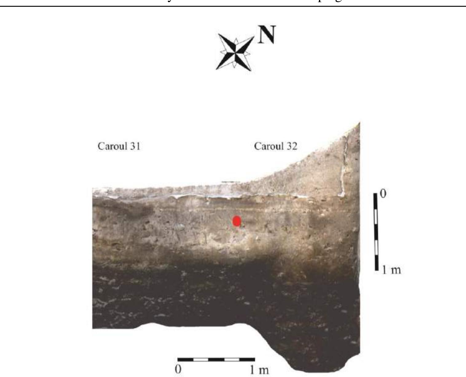 Fig. 1. The discovery place of the Spondylus bead, in the stratigraphic context. 