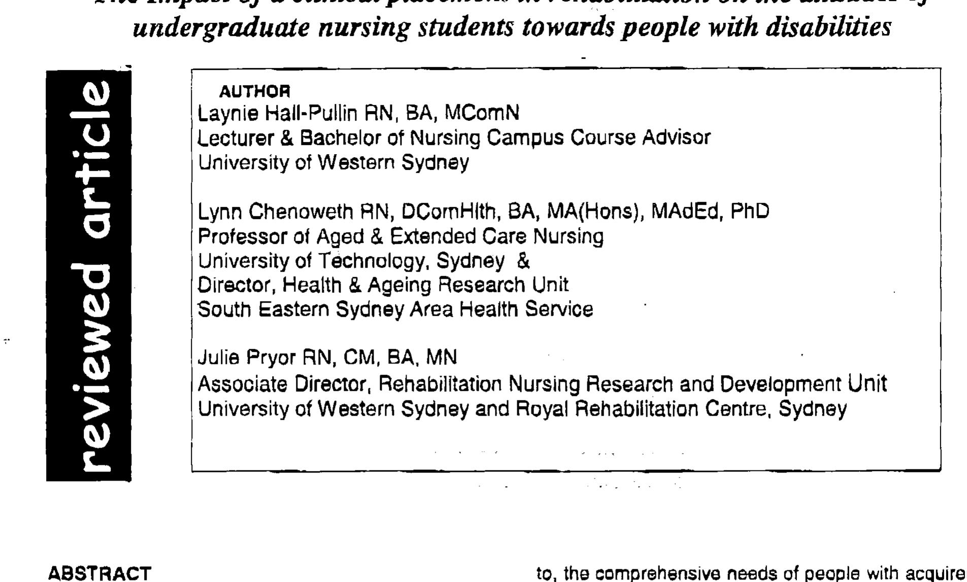 (PDF) The impact of a clinical placement in rehabilitation on the ...