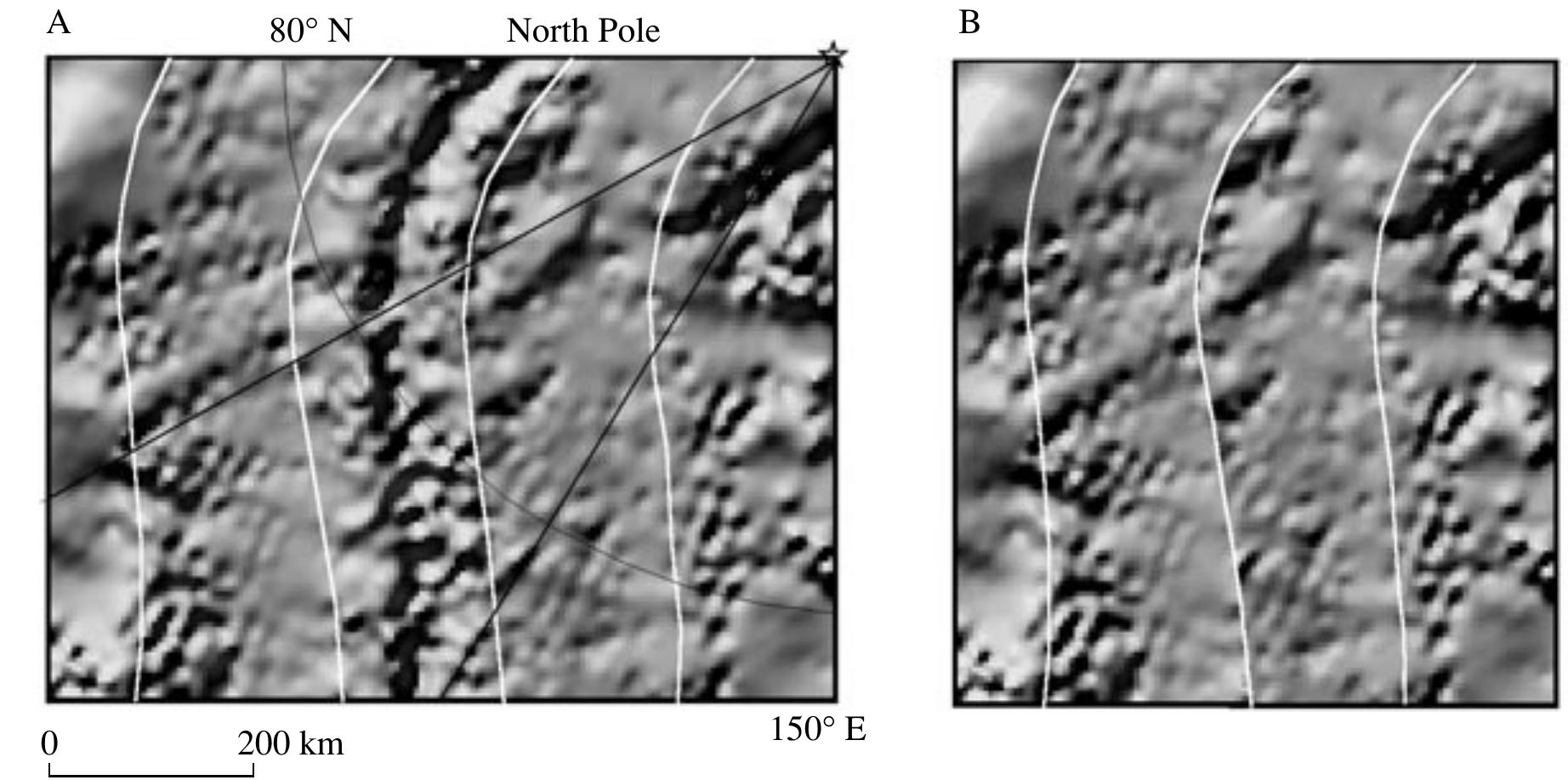 Nansen Ridge The schematic map of the coefficient of correlation between