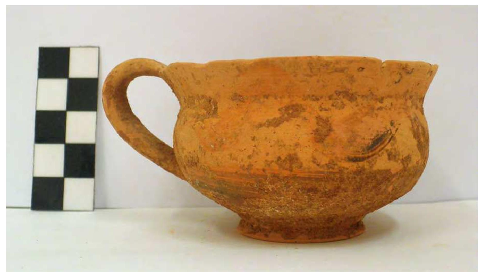 Fig. 56. Black-glazed skyphos from Grave 8. Photo P. Galiatsatou. 