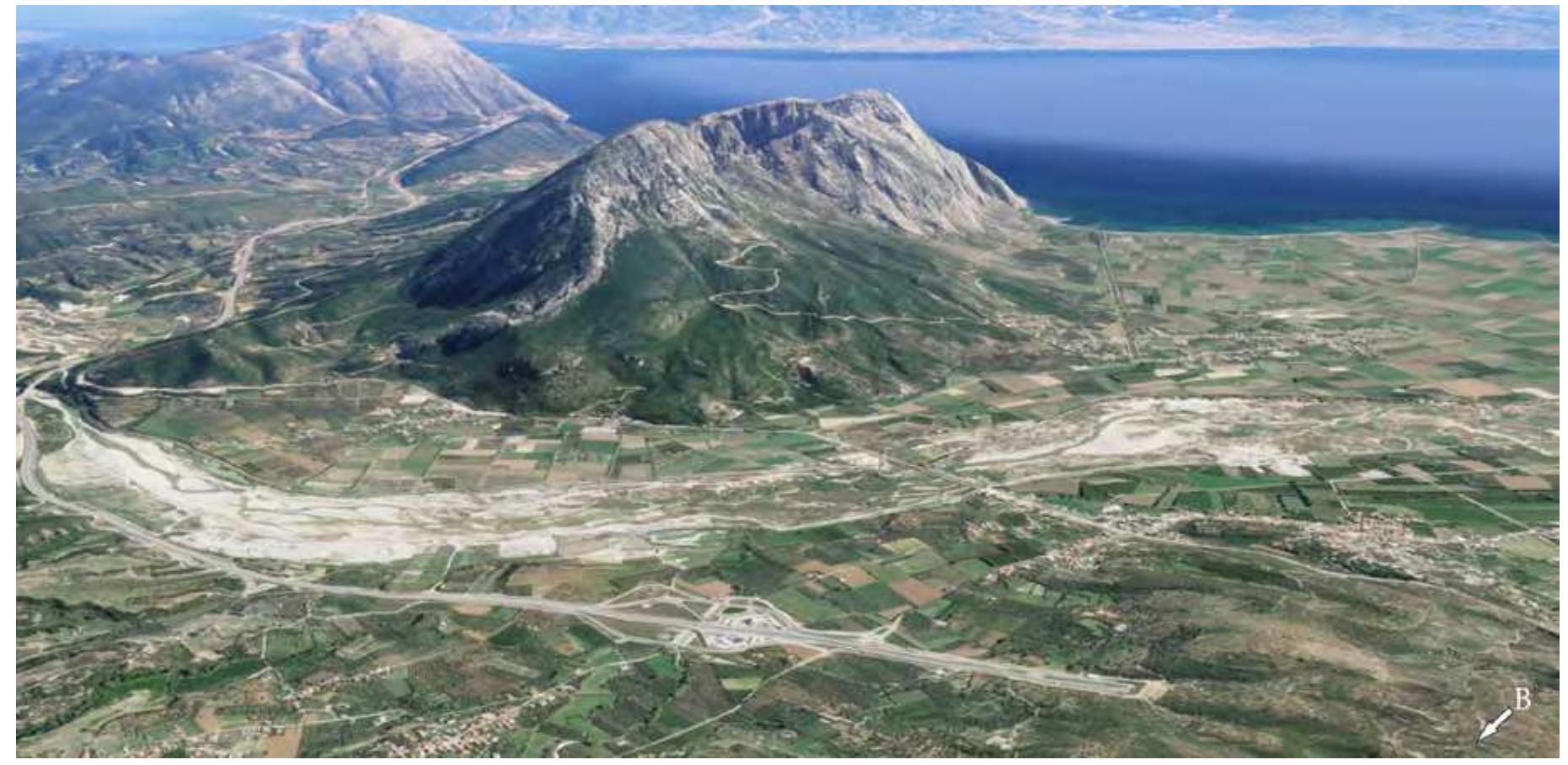 Etx. 5. Anon tov dpovug Bapdoofa kat tov Evnvov totapov amd Pdopeta (Sopv~opicr AnWn - Google earth). 