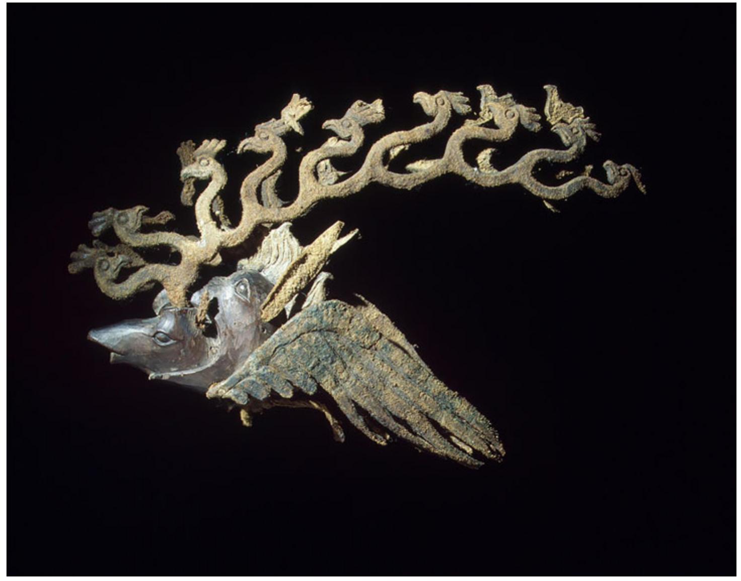 Fig. 6. Finial, Pazyryk Barrow no.2. Wood and leather. South Siberia, 5“ to 3" Century ace. 