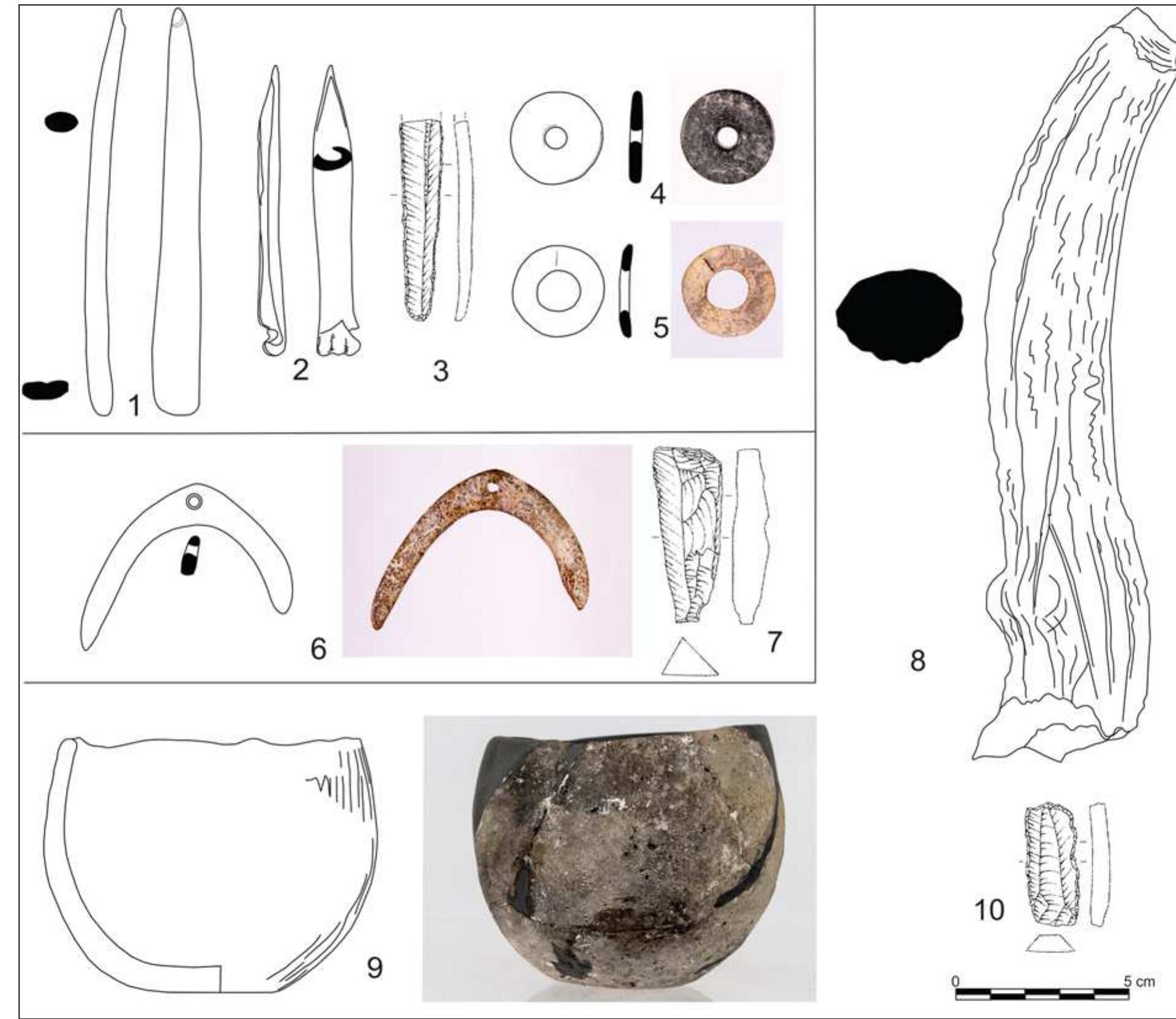 Fig. 12. Sarichioi—La Bursuci. Inventory of the graves: I-5. Grave no. 1; 6—7. Grave no. 2 or 3; 8-10. Grave no. 6 