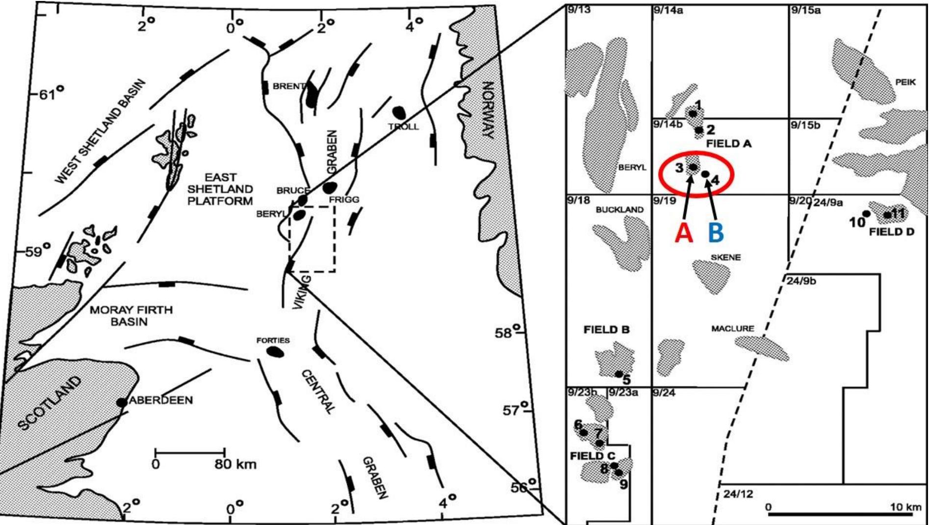 Fallick A.1: map of the viking graben area. source: jonk; hurst;