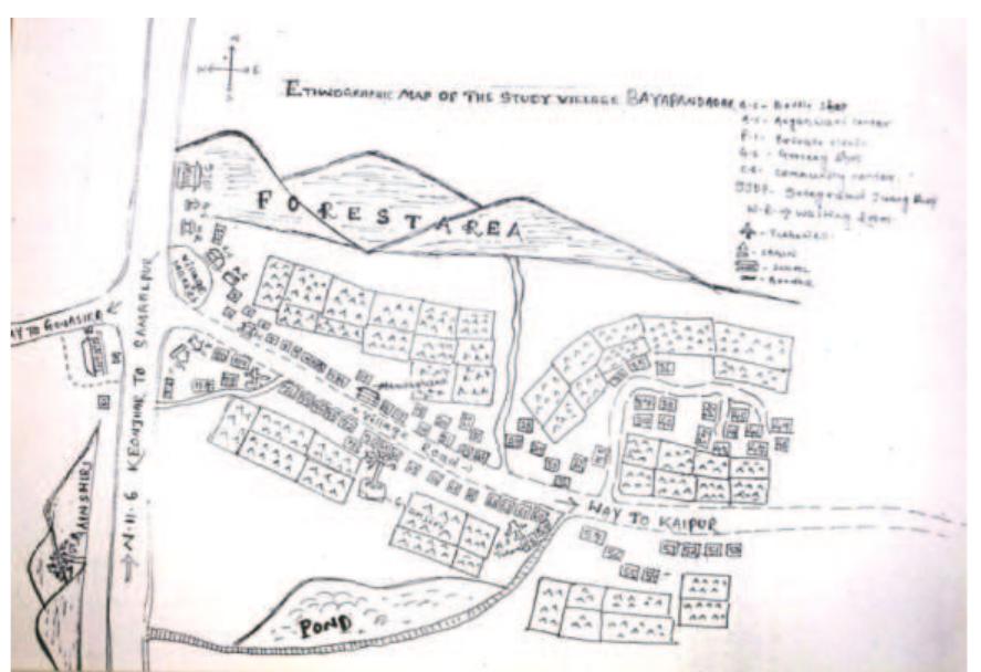 The following map shows different villages under the Banspal block in Keonjhar district. Juanga Development Agency (JDA), an organisation set up with an objective to look after and work towards the overall welfare and development of the Juanga community and together with the area inhabited by this tribal group. At present, this organisation has been working in collaboration with various other agencies to develop the overall condition of the people and the region. The project region now spans over an extended area integrating more villages  
