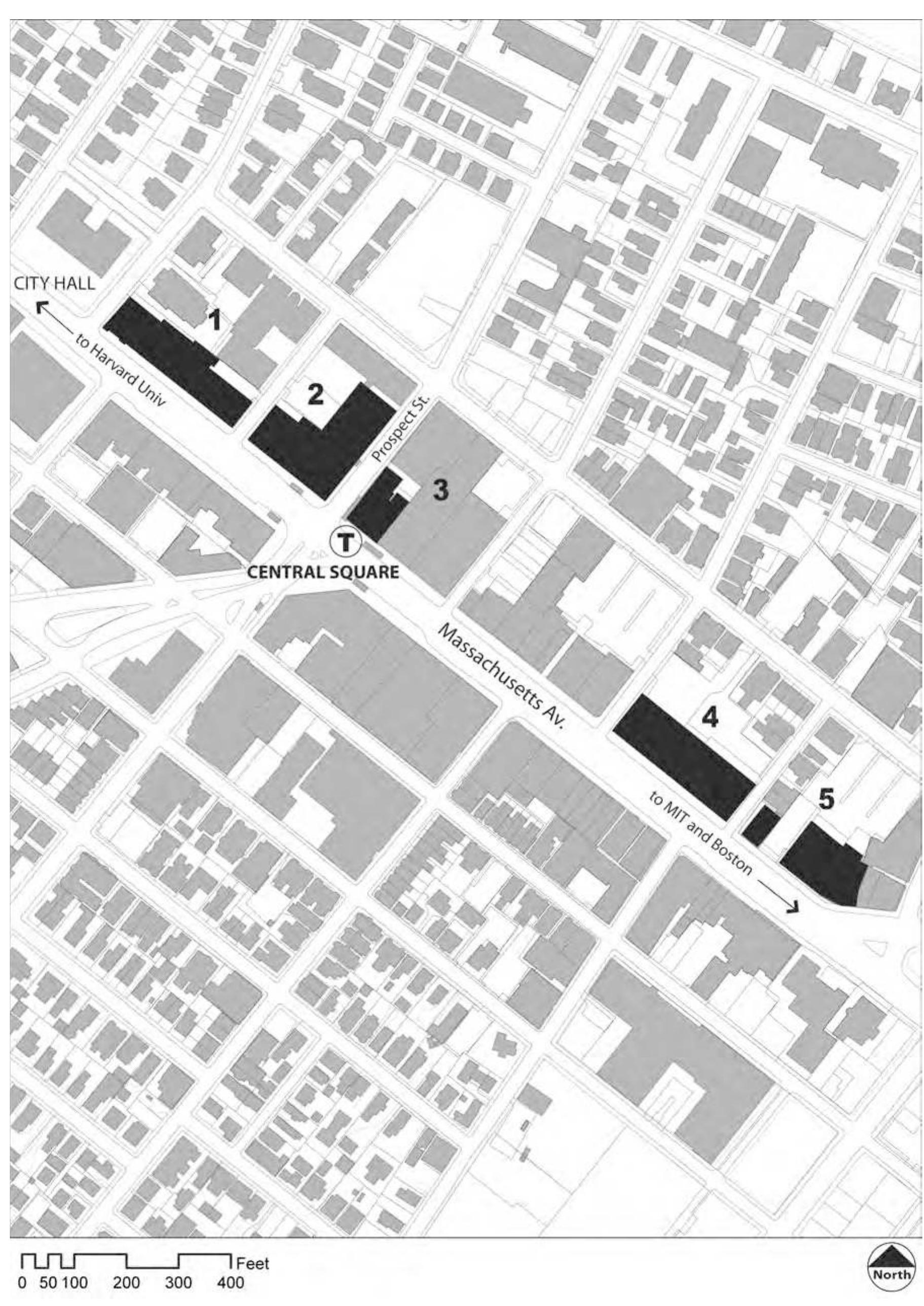 Map showing the five blocks studied on massachusetts avenue