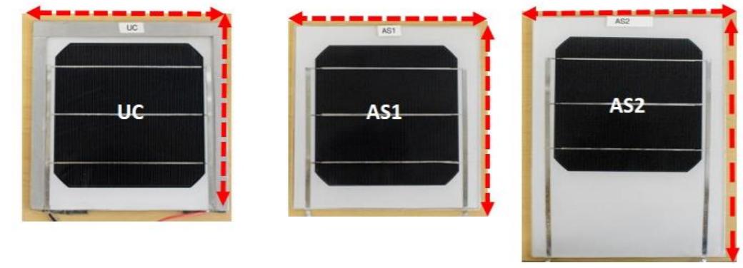 Cell Module Abeled Labeled single-cell pv test modules (left to right): a)