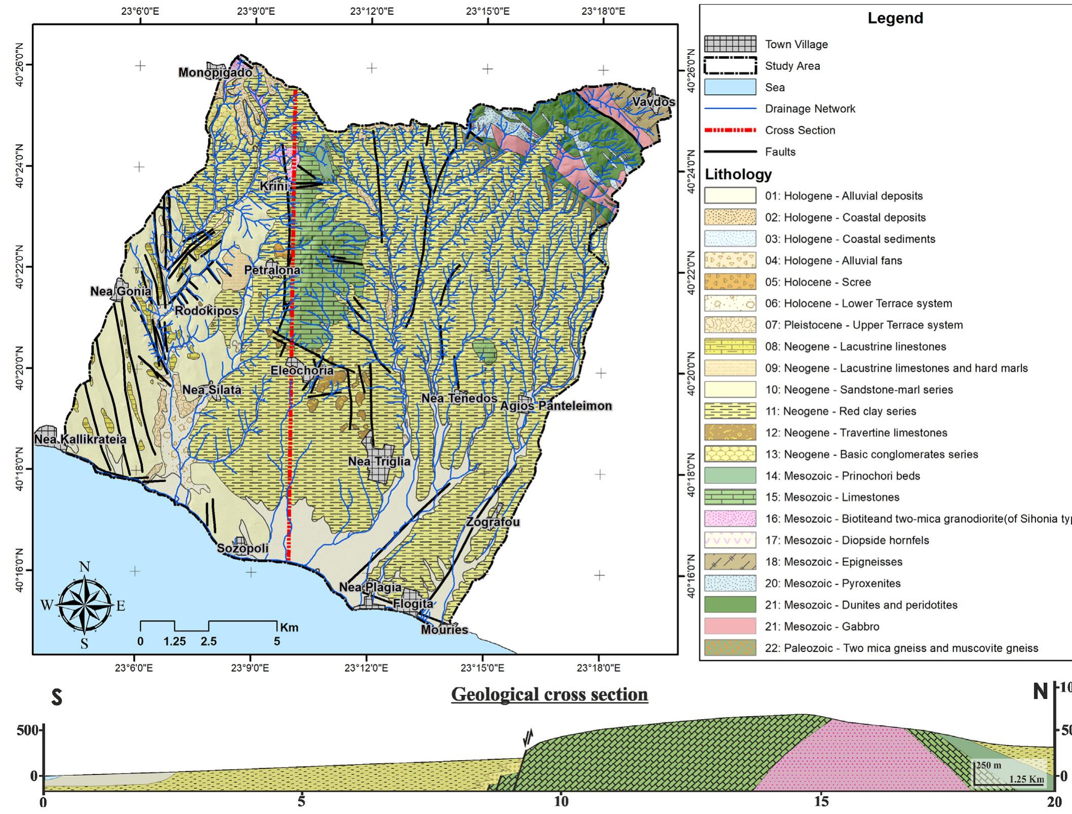 Geological map of the study area (modified from i.g.m.e.,