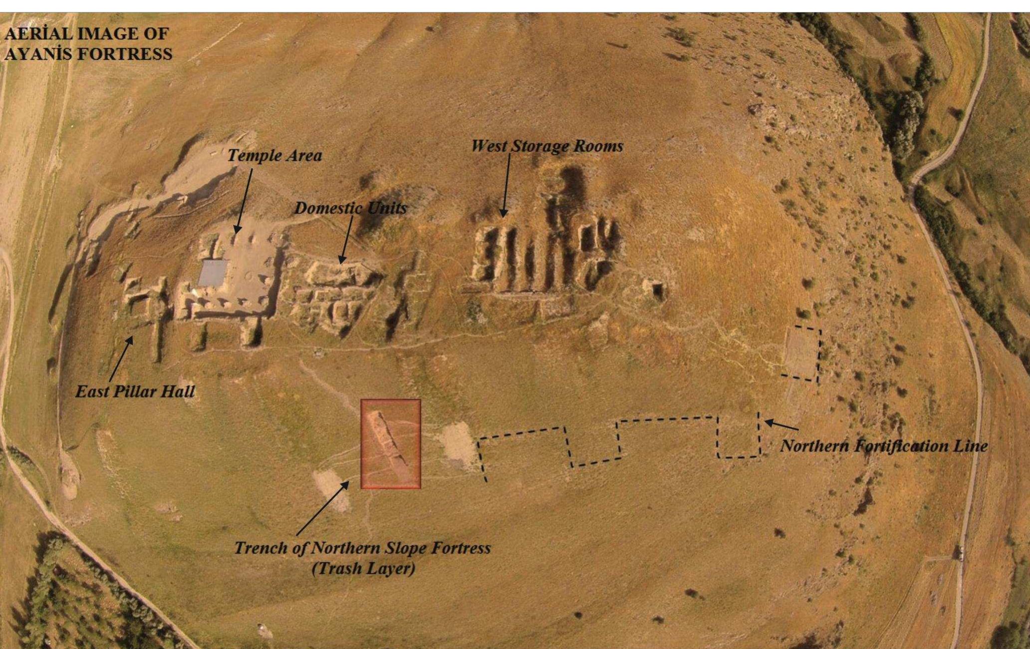 Fig.1. Areas where the excavations of Ayanis Fortress 