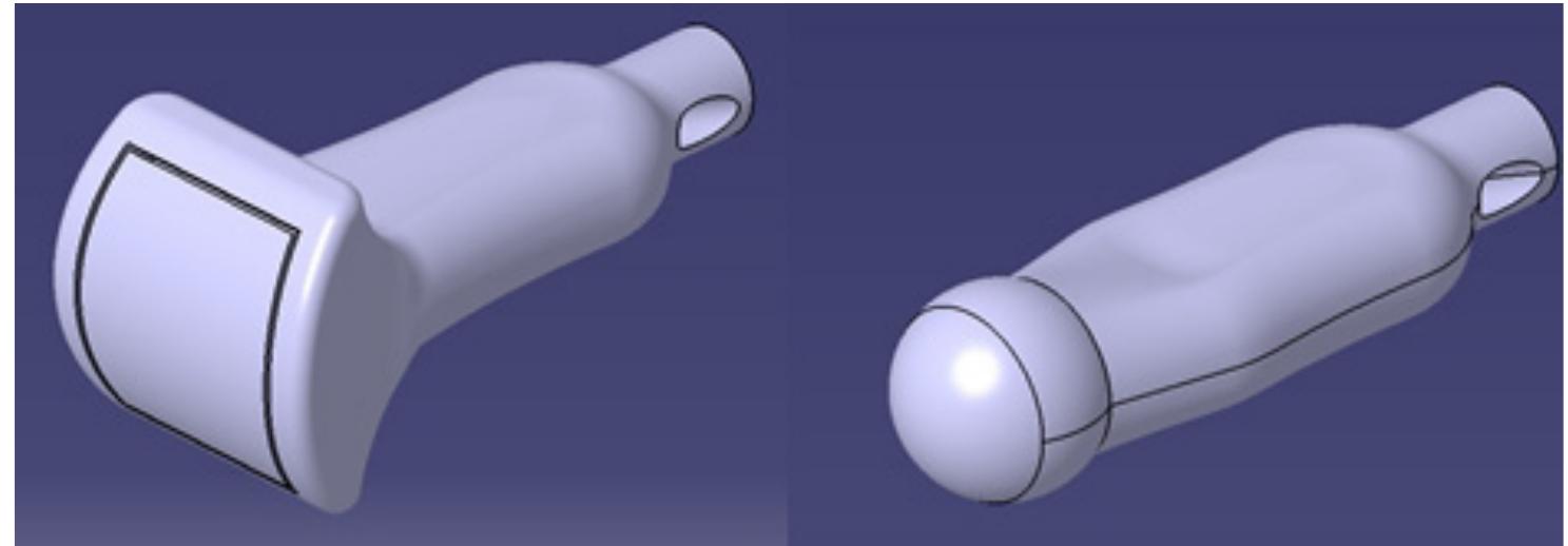Fig. 2. Models of ultrasound examination heads with visible exit of the cable channel 