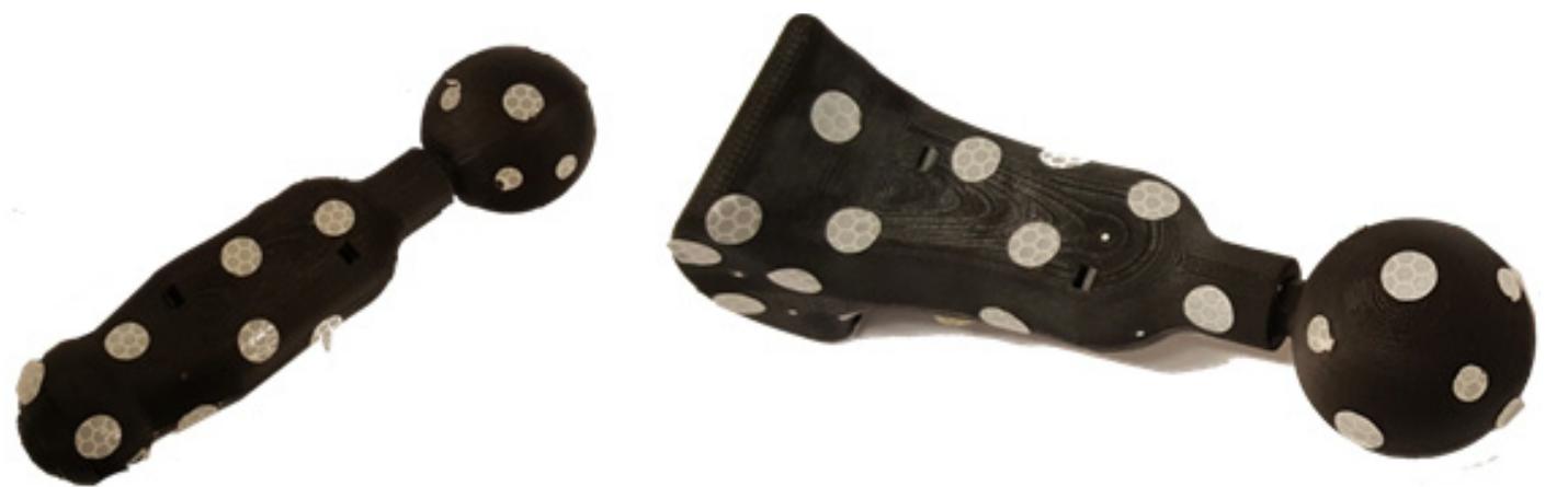 Fig. 8. Heads with additional 3D printed geometry, allowing better recognition by the PST-55 tracker  Future work will consist in completing the VR simulation and conducting more tests with a group of students.  REFERENCES 