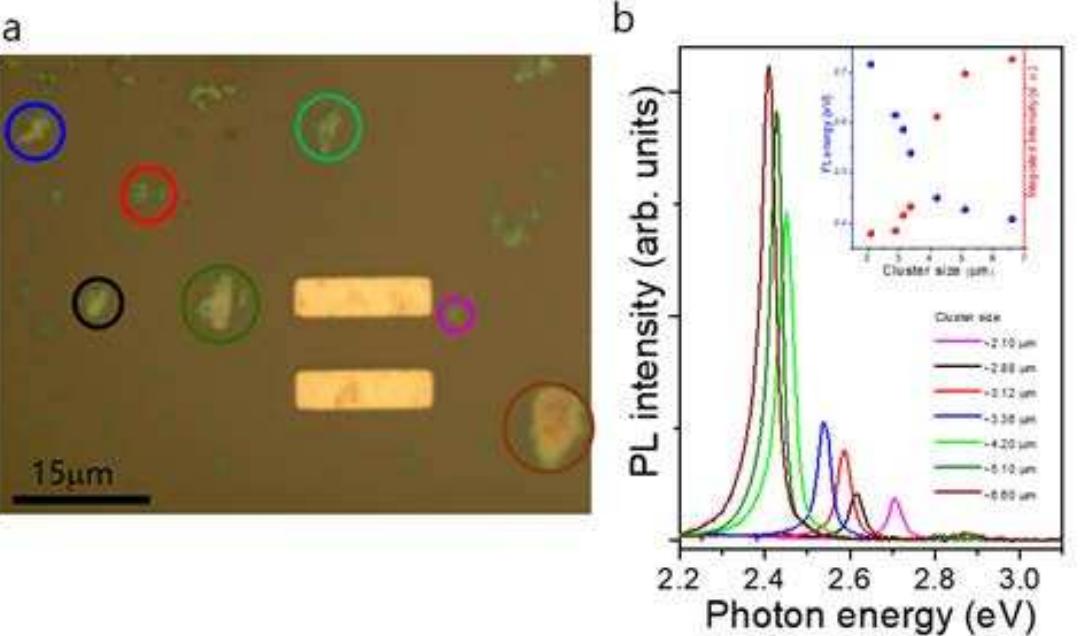 Optical microscopy and pl emission. (a) optical microscopy