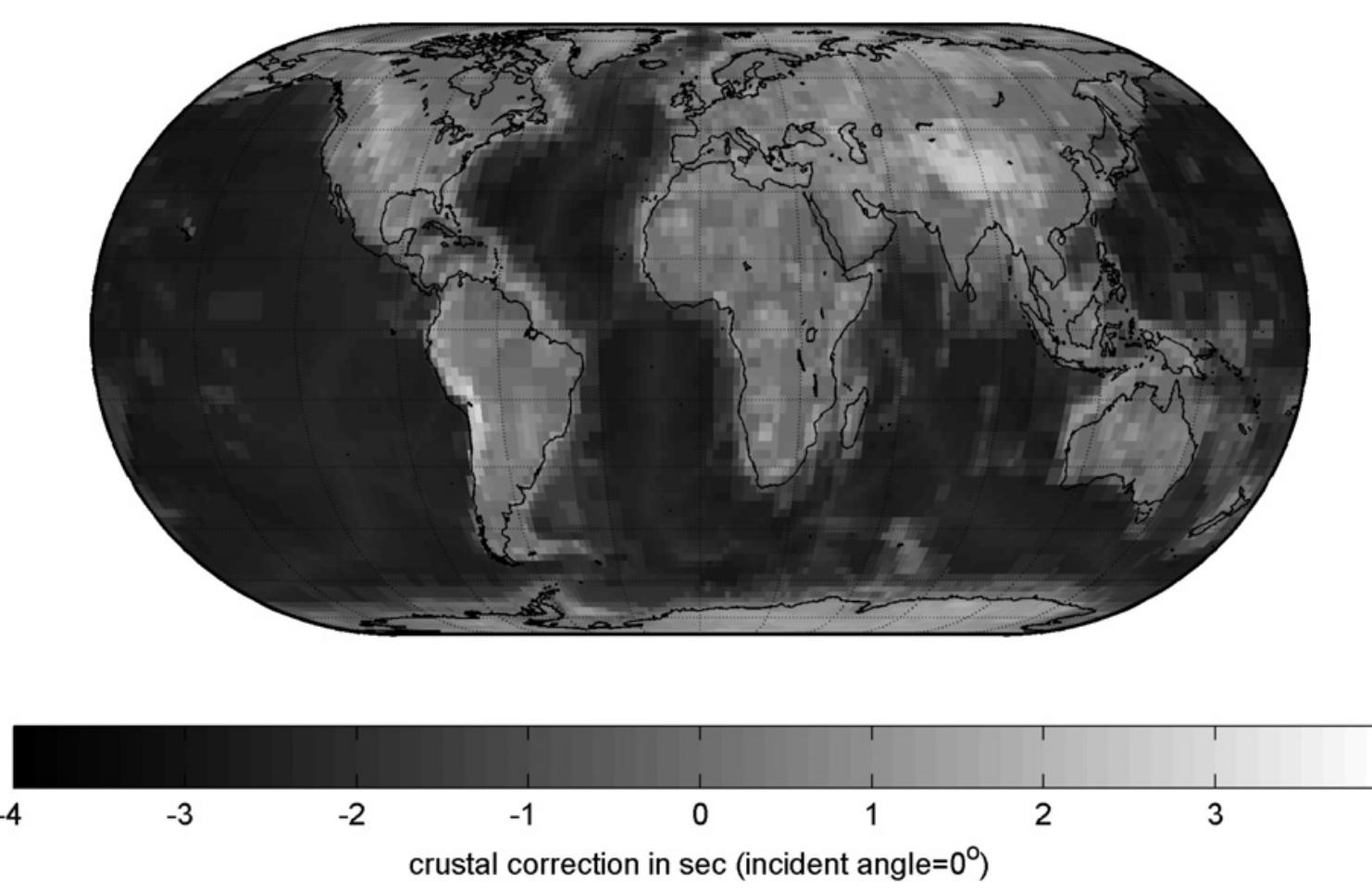 Map of crustal corrections 57.,, through the entire crust