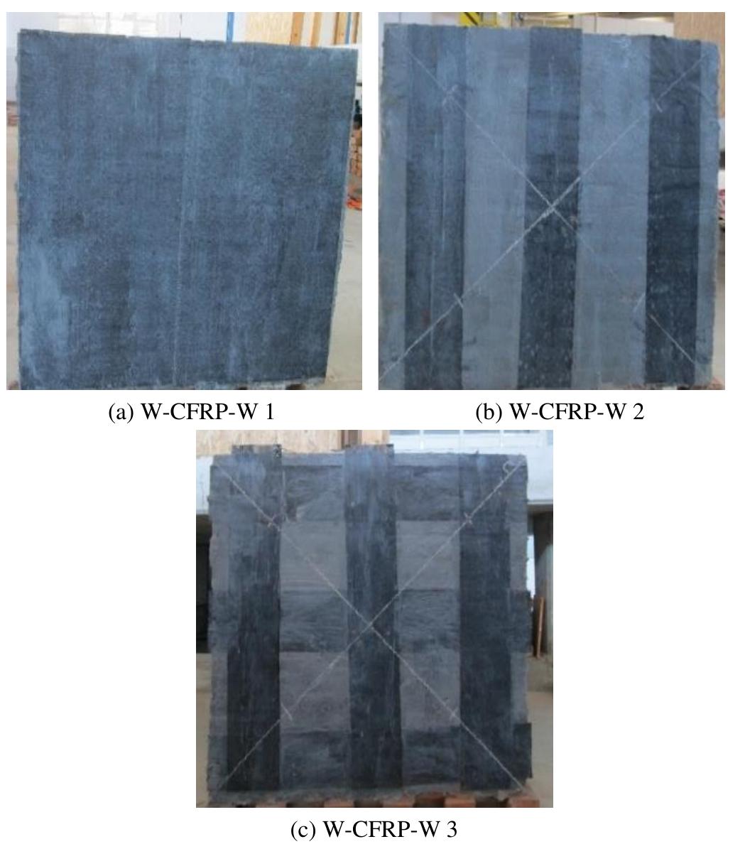 Different steps of retrofitting urm wall by the cfrp wraps